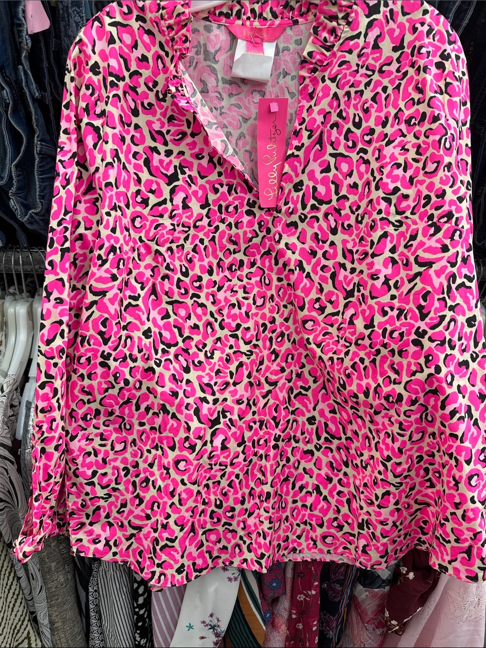 Lilly Pulitzer Pink Leopard Print V-Neck Tunic